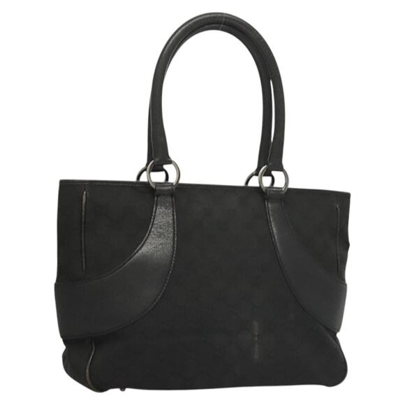GUCCI GG Canvas Tote Bag Black Silver - Picture 1 of 16